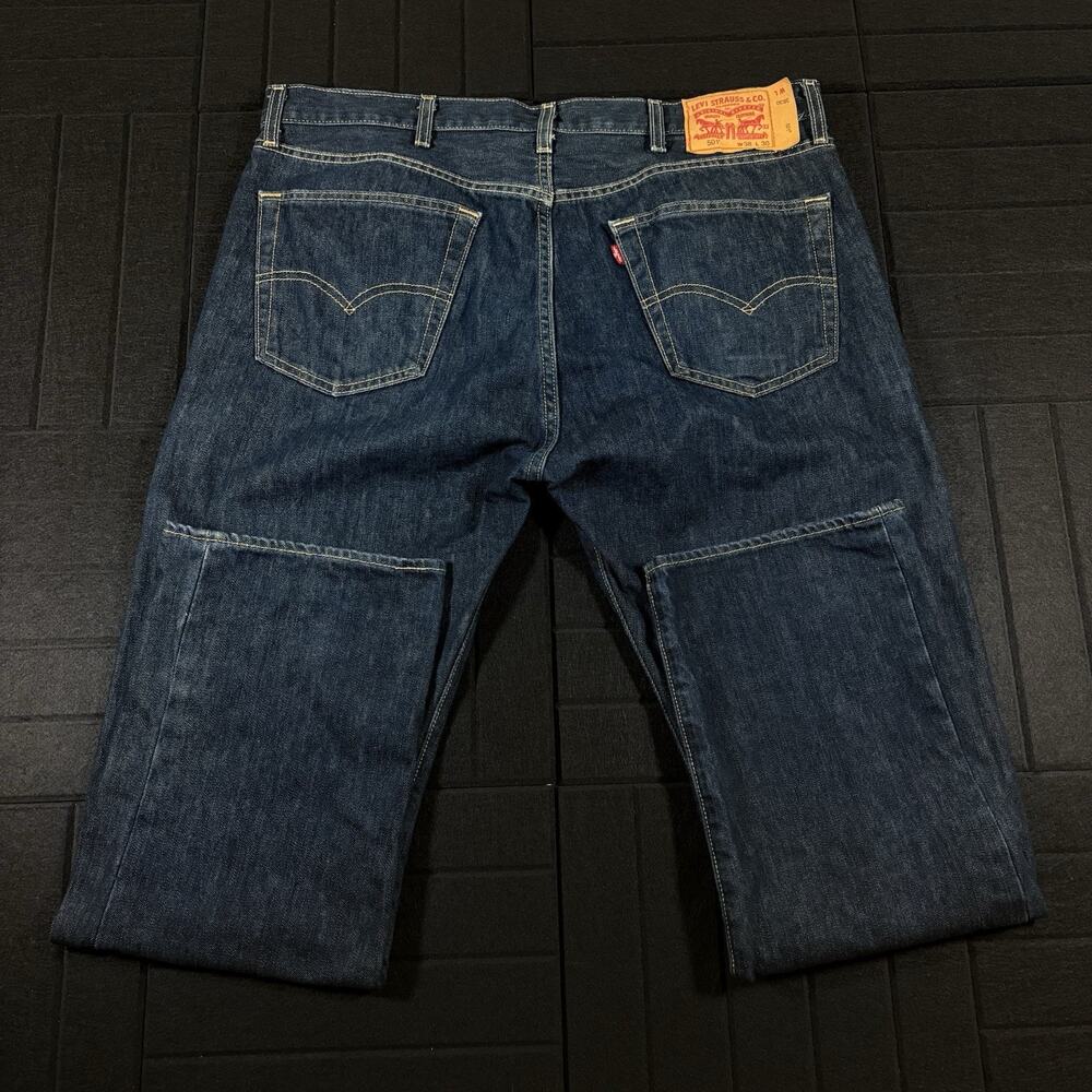 Levis 501 Original Fit Jeans Mens 38x30 Dark Wash Straight Leg Denim Button Fly